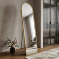 Gold Aluminum Arch Wall Mounted and Freestanding Framed Full Length Mirror