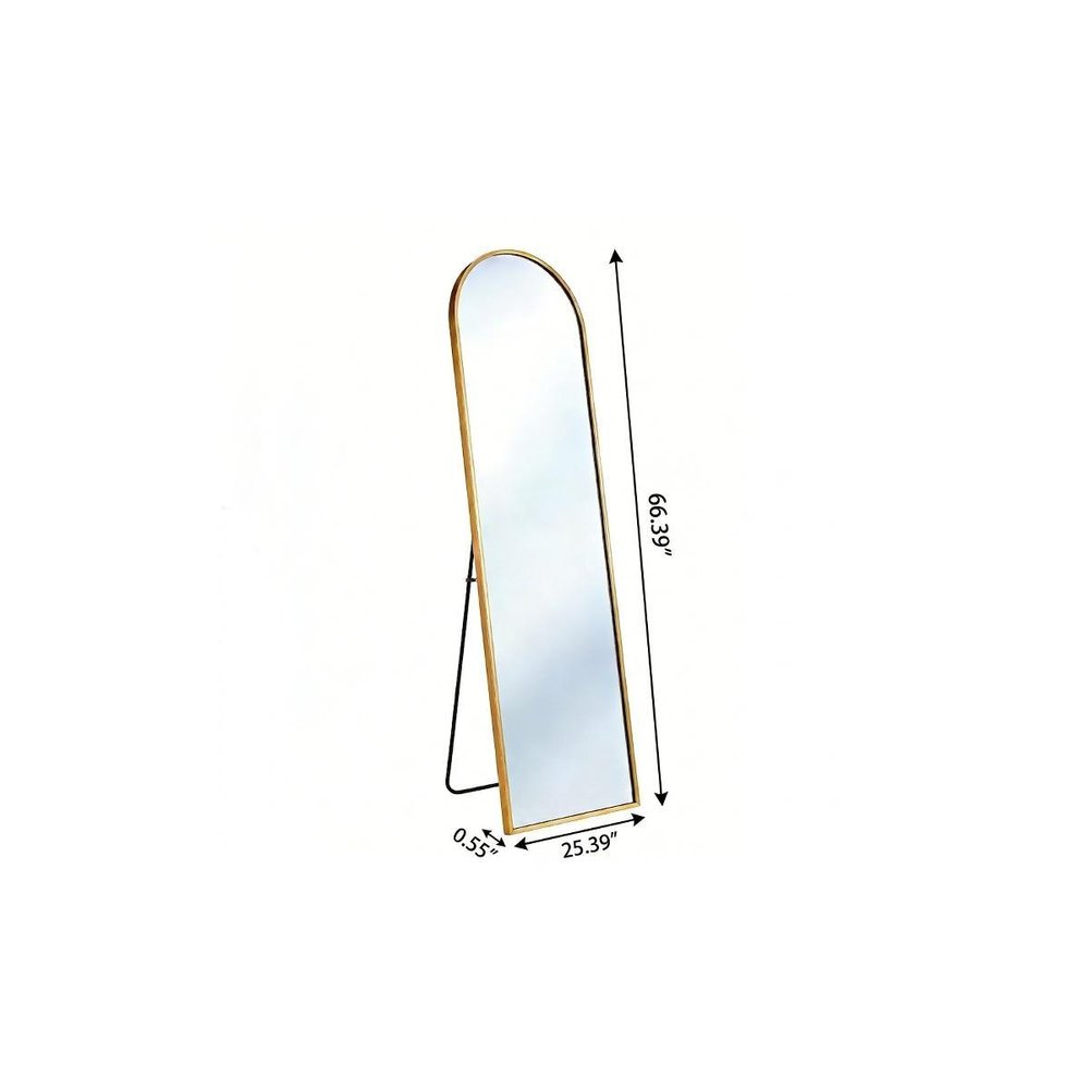 Gold Aluminum Arch Wall Mounted and Freestanding Framed Full Length Mirror
