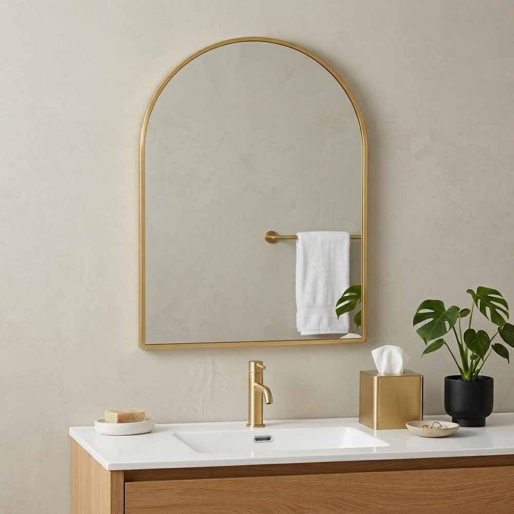 Gold Aluminum Arch Framed Anti Fog Accent Mirror - 30-inch