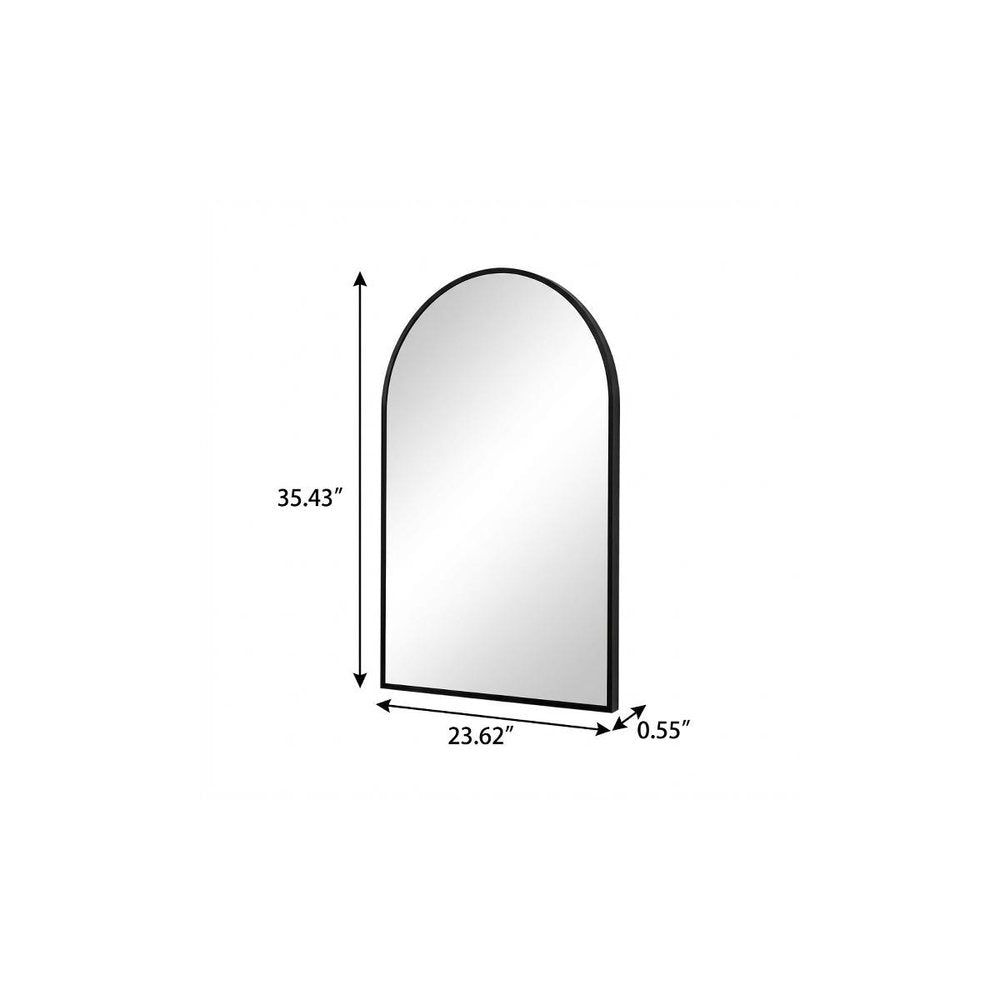 Black Aluminum Arch Framed Anti Fog Accent Mirror - 35-inch
