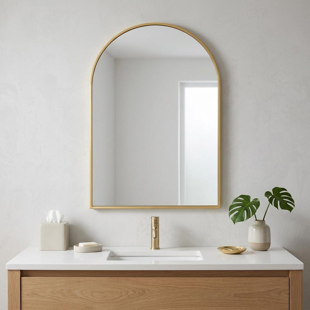 Gold Aluminum Arch Framed Anti Fog Accent Mirror - 38-inch