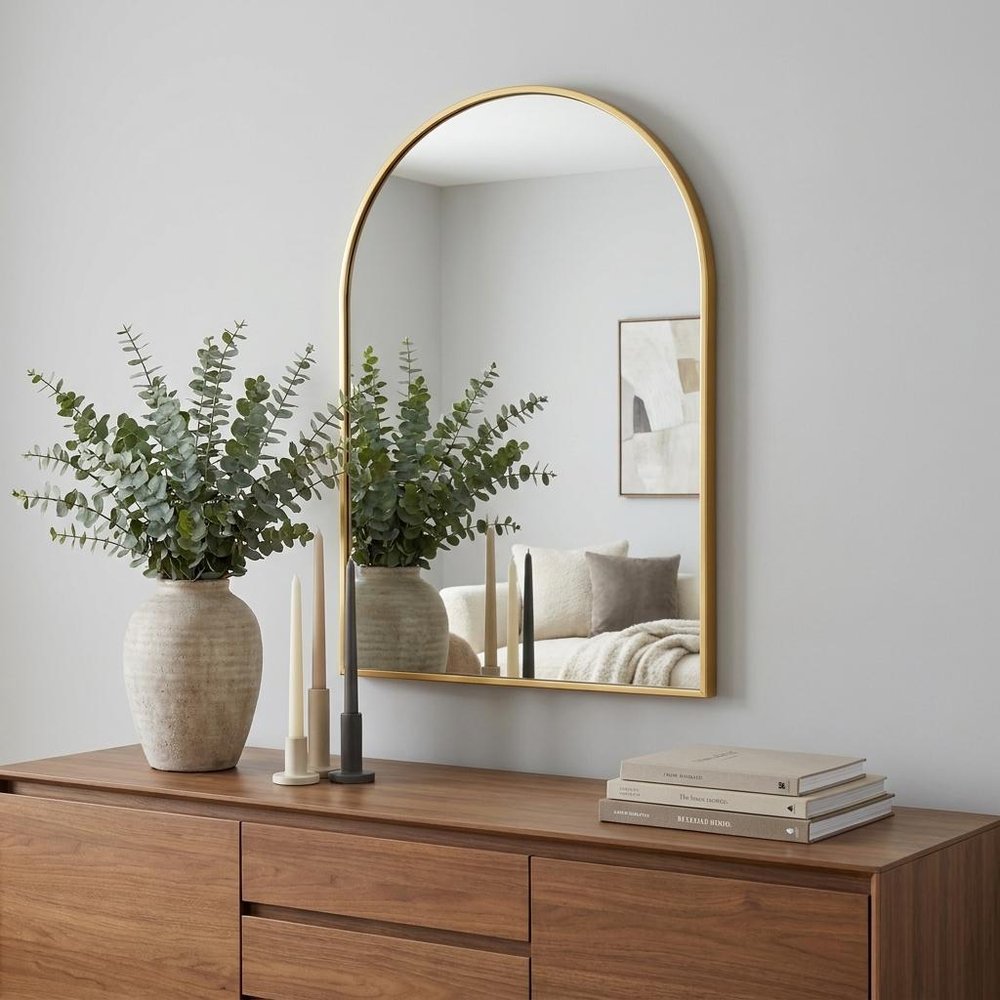 Gold Aluminum Arch Framed Anti Fog Accent Mirror - 38-inch