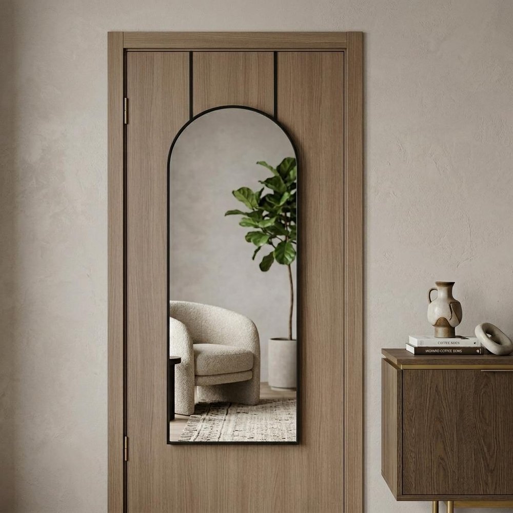 Black Aluminum Arch Over the Door Framed Accent Mirror - 47-inch