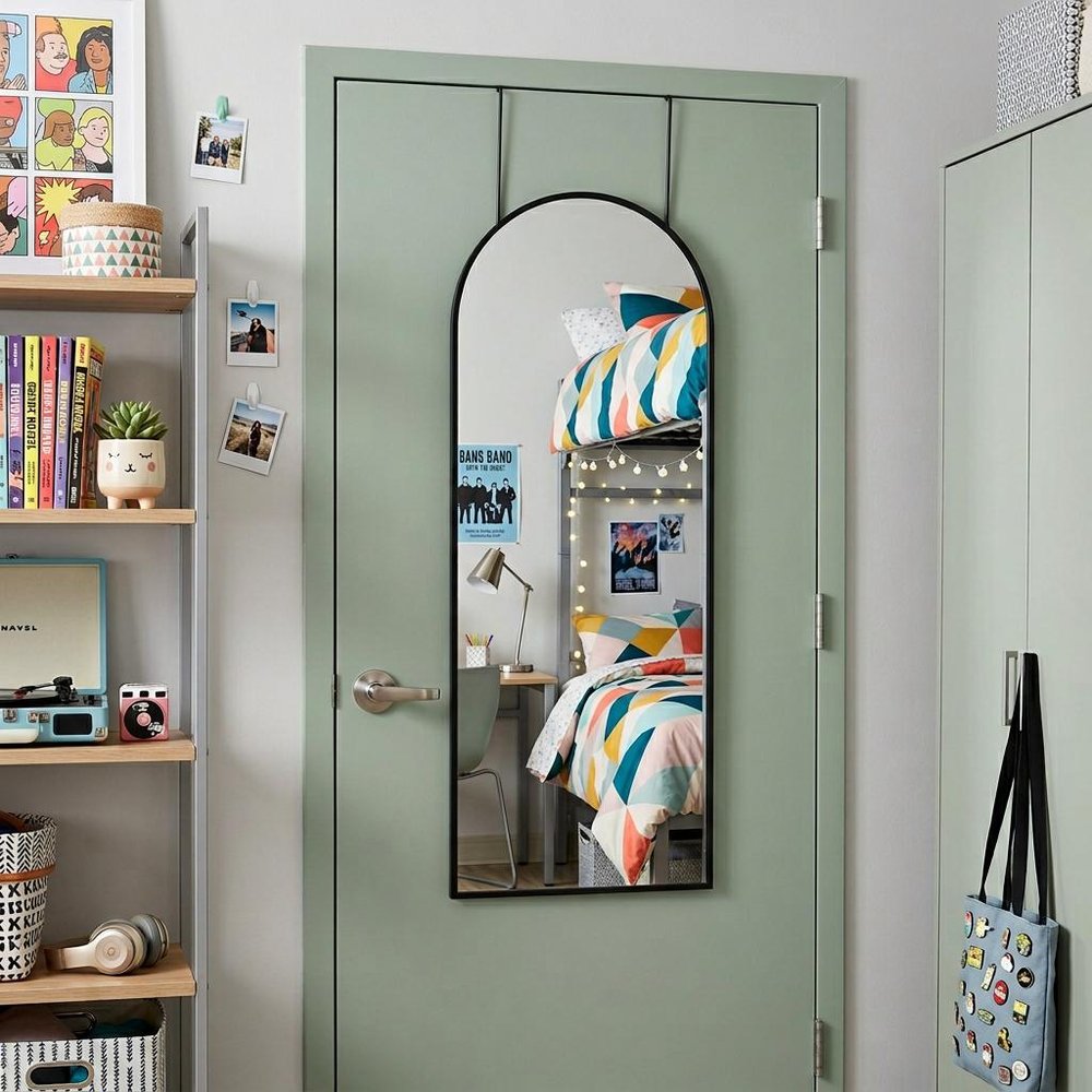 Black Aluminum Arch Over the Door Framed Accent Mirror - 47-inch