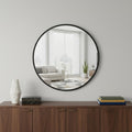 Black Aluminum Round Framed Accent Mirror - 20-inch