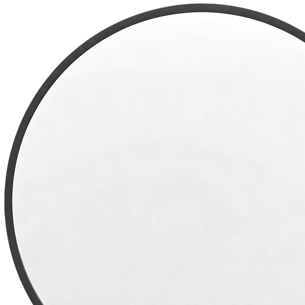 Black Aluminum Round Framed Accent Mirror - 20-inch