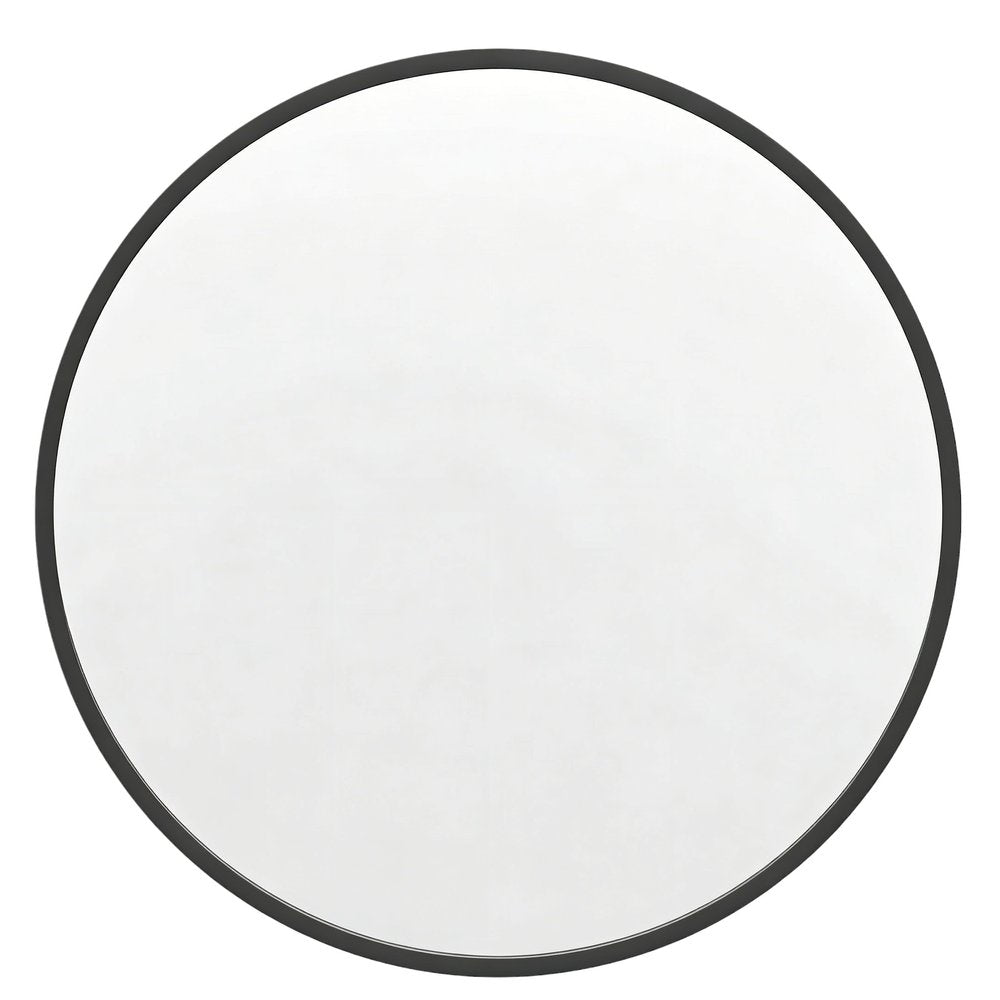 Black Aluminum Round Framed Accent Mirror - 20-inch