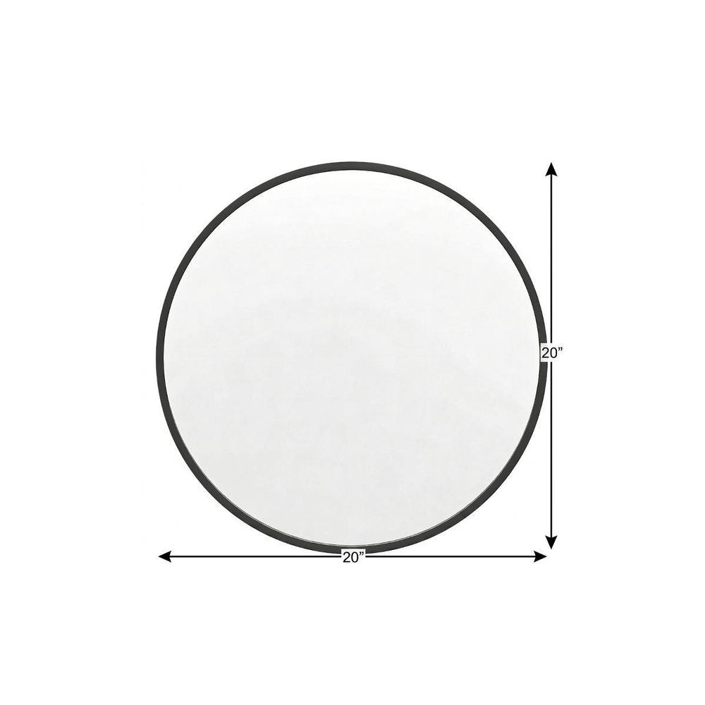 Black Aluminum Round Framed Accent Mirror - 20-inch