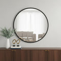 Black Aluminum Round Framed Accent Mirror - 24-inch