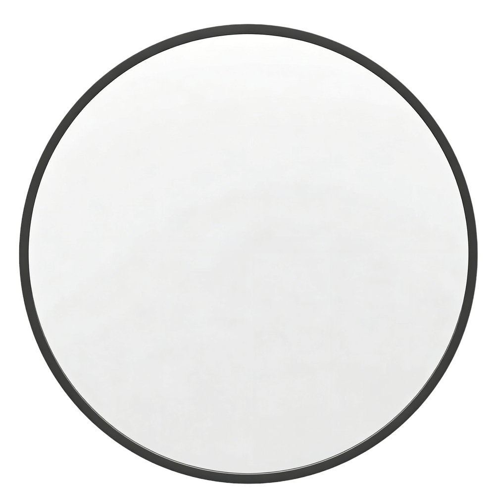 Black Aluminum Round Framed Accent Mirror - 24-inch
