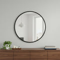 Black Aluminum Round Framed Accent Mirror - 30-inch