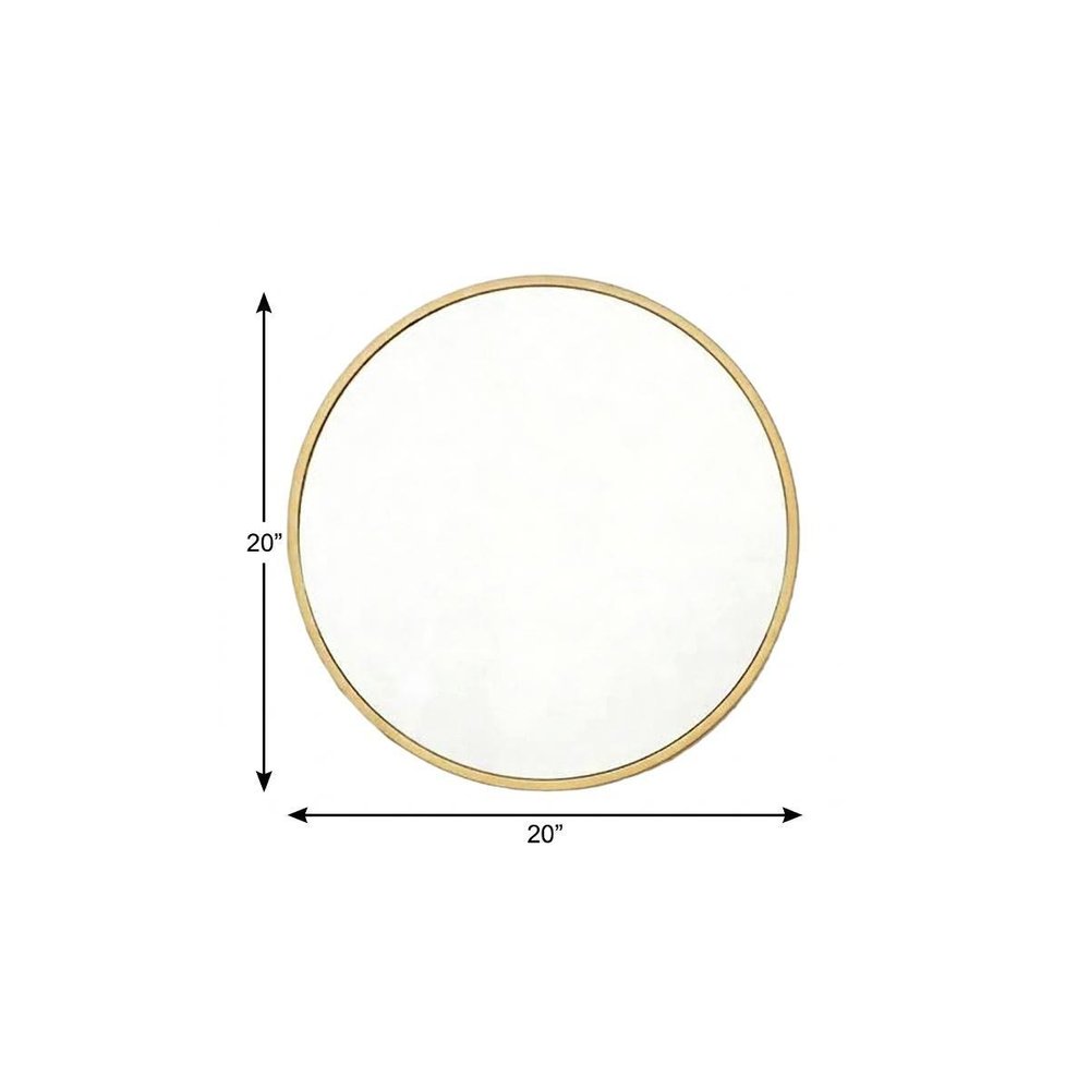 Gold Aluminum Round Framed Accent Mirror - 20-inch