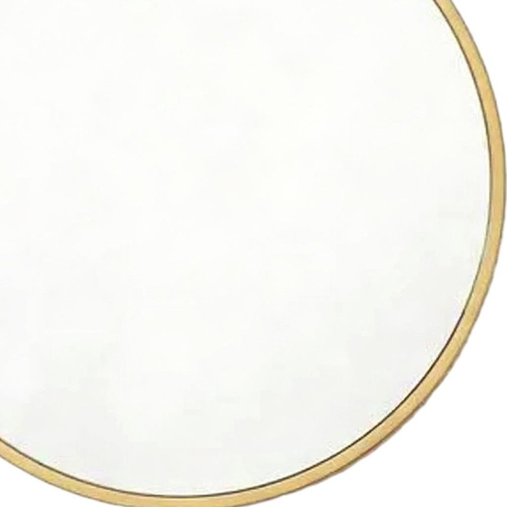 Gold Aluminum Round Framed Accent Mirror - 24-inch