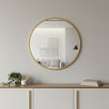 Gold Aluminum Round Framed Accent Mirror - 24-inch