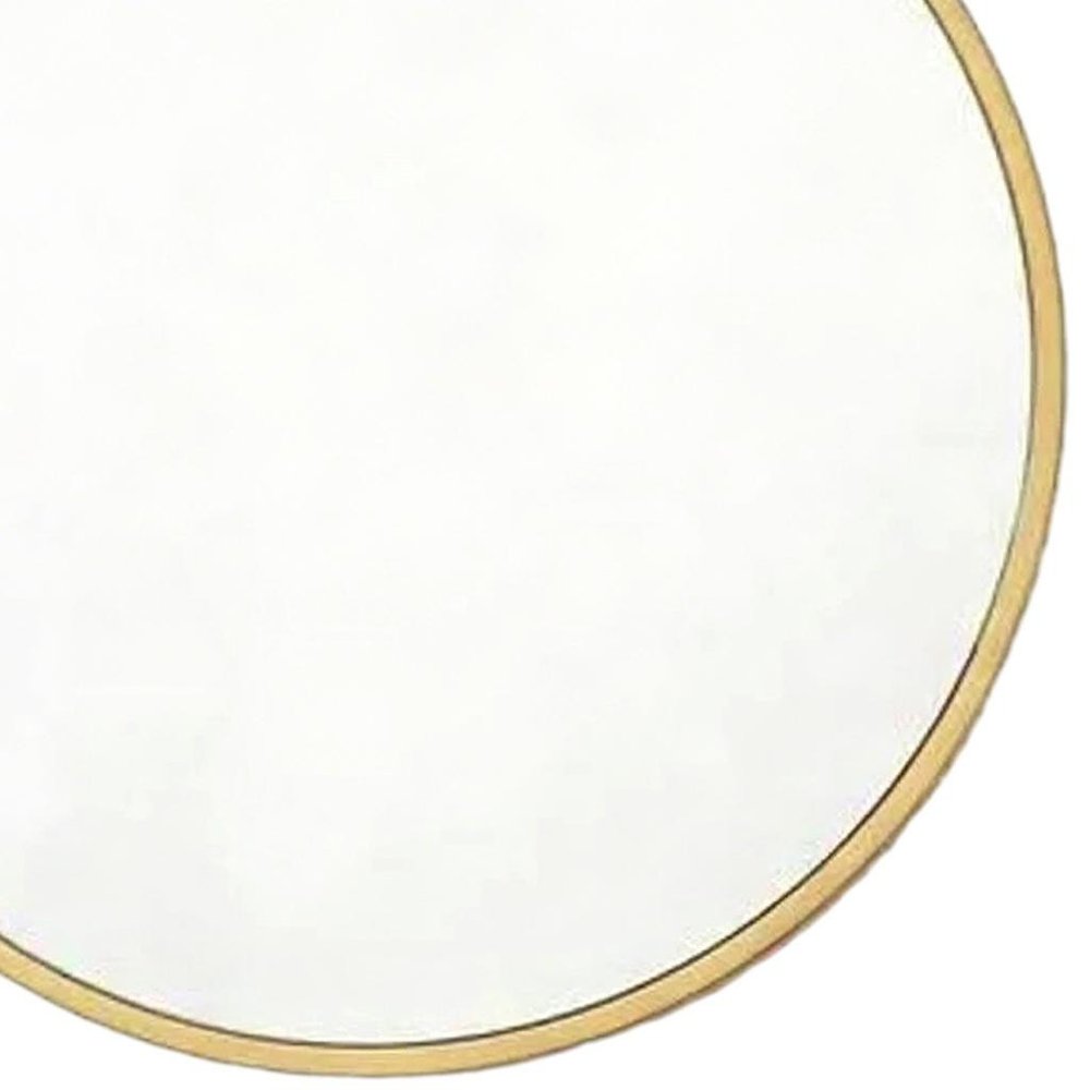 Gold Aluminum Round Framed Accent Mirror - 30-inch