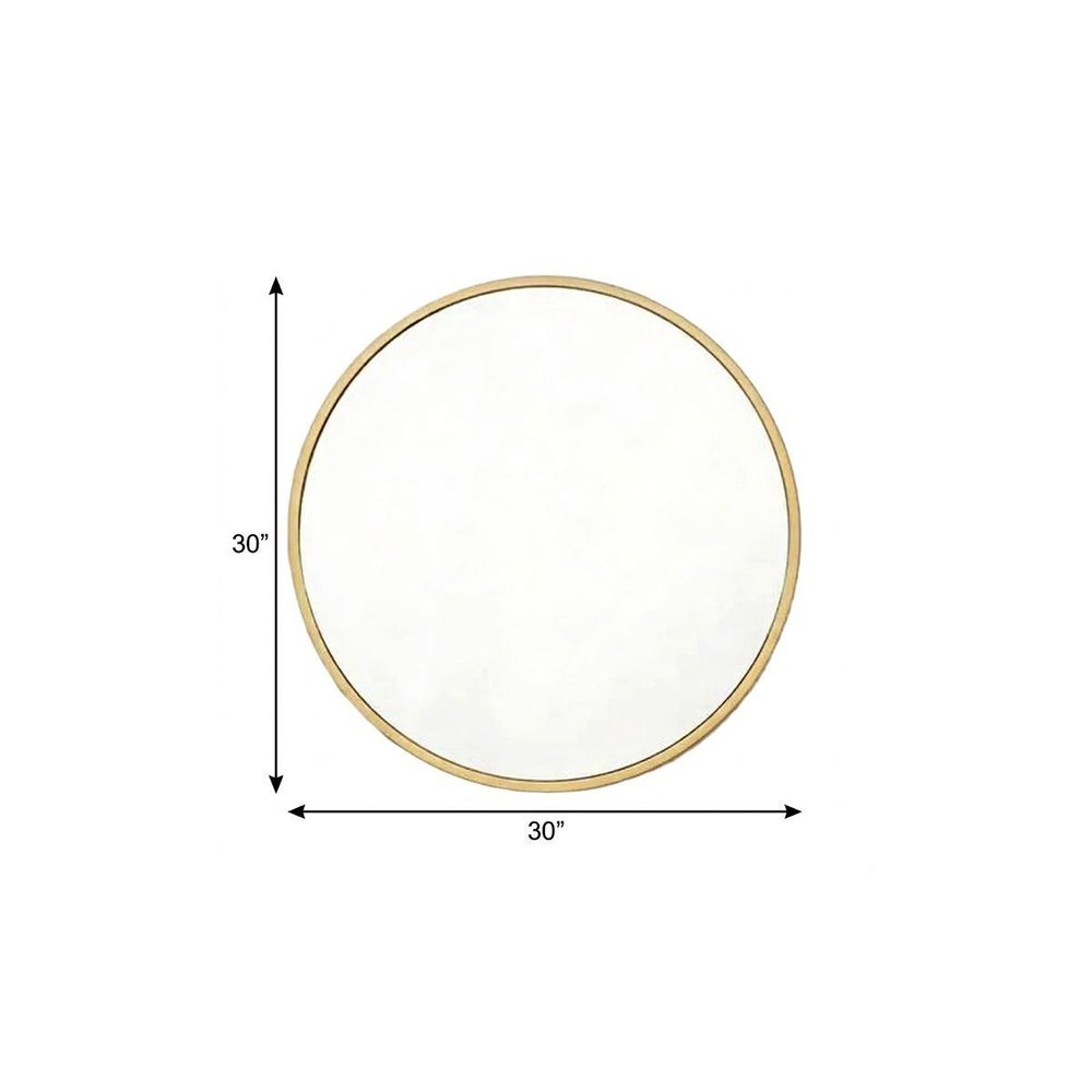 Gold Aluminum Round Framed Accent Mirror - 30-inch