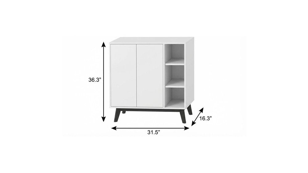 White Wood Sideboard with Two Doors - 32-inch