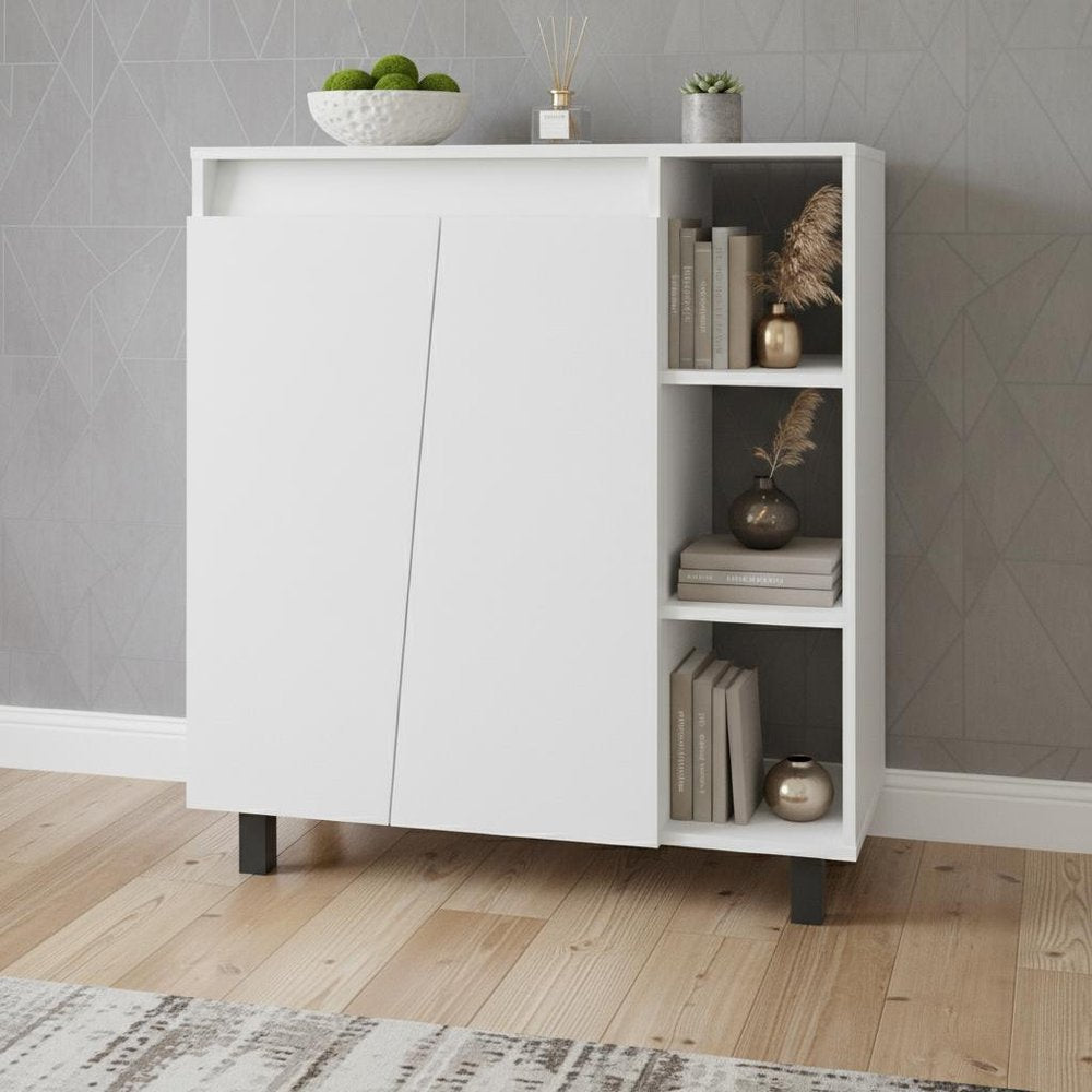 White Wood Sideboard with Two Doors - 32-inch