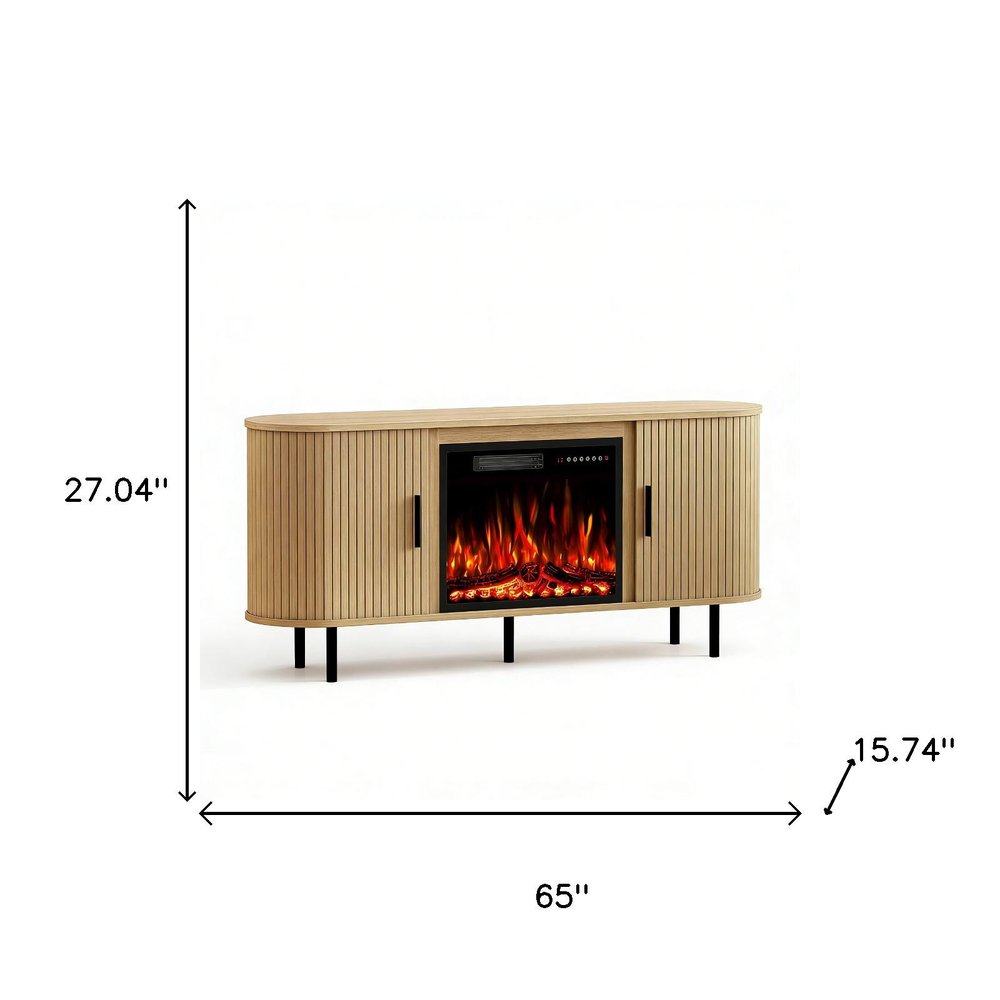 White Wood Fireplace Entertainment Center with Fireplace - 65-inch