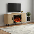 White Wood Fireplace Entertainment Center with Fireplace - 65-inch