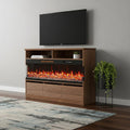 Brown Wood Fireplace Entertainment Center with Fireplace - 53-inch