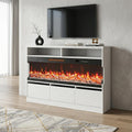 White Wood Fireplace Entertainment Center with Fireplace - 53-inch