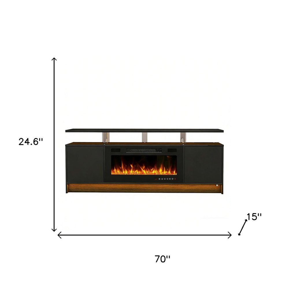 Black Wood Fireplace Entertainment Center with Fireplace - 70-inch