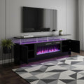 Black Wood Fireplace Entertainment Center with Fireplace - 80-inch