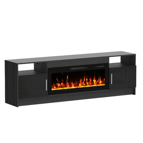 Black Wood Fireplace Entertainment Center with Fireplace - 70-inch