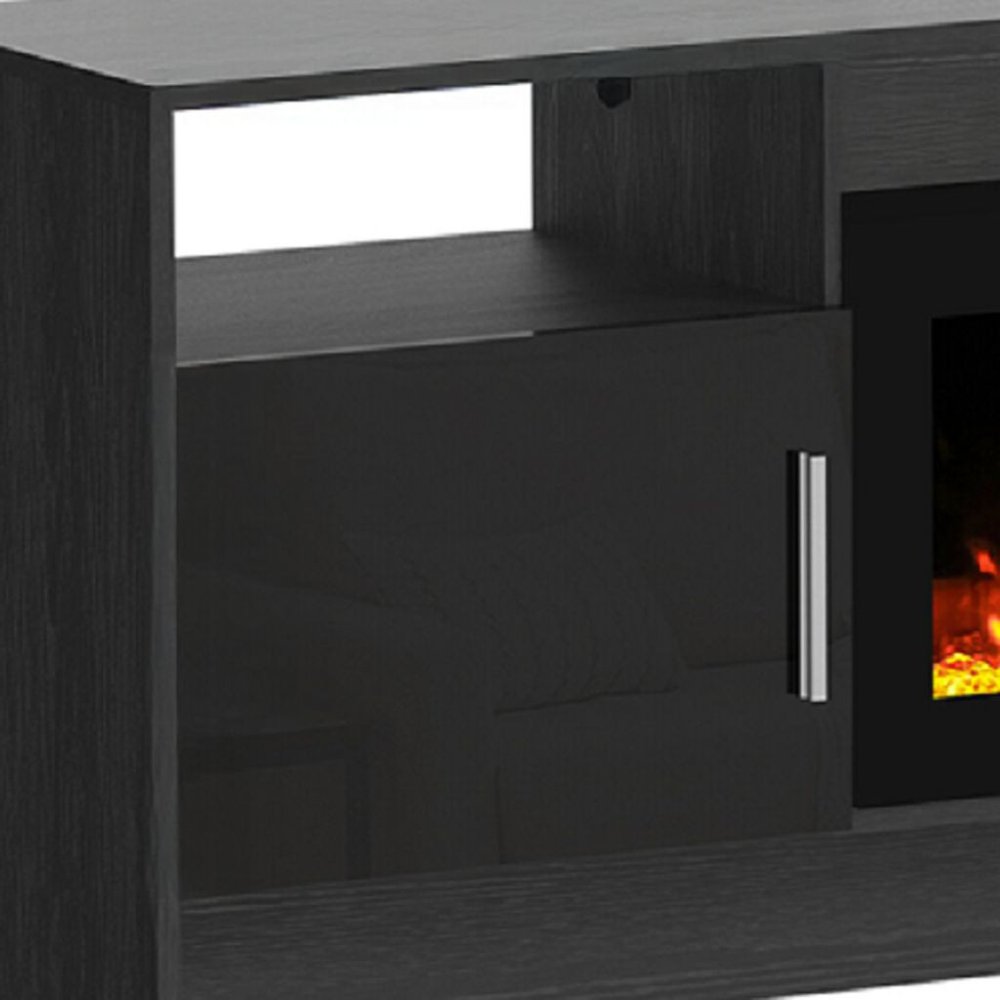 Black Wood Fireplace Entertainment Center with Fireplace - 70-inch