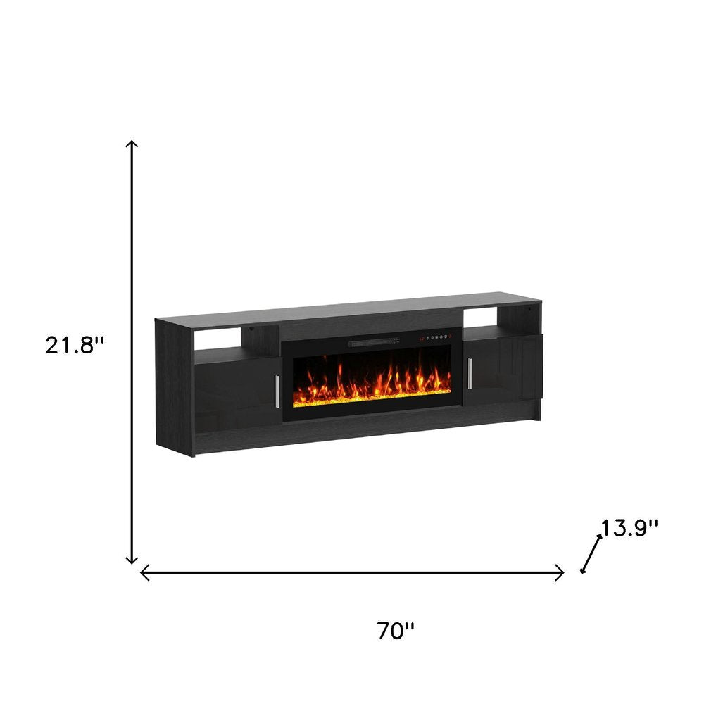 Black Wood Fireplace Entertainment Center with Fireplace - 70-inch