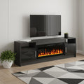 Black Wood Fireplace Entertainment Center with Fireplace - 70-inch