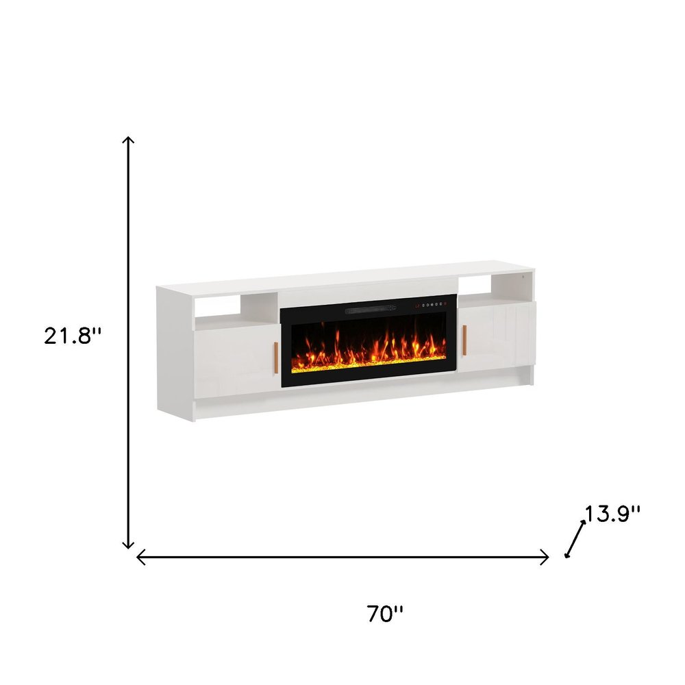 White Wood Fireplace Entertainment Center with Fireplace - 70-inch