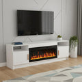 White Wood Fireplace Entertainment Center with Fireplace - 70-inch