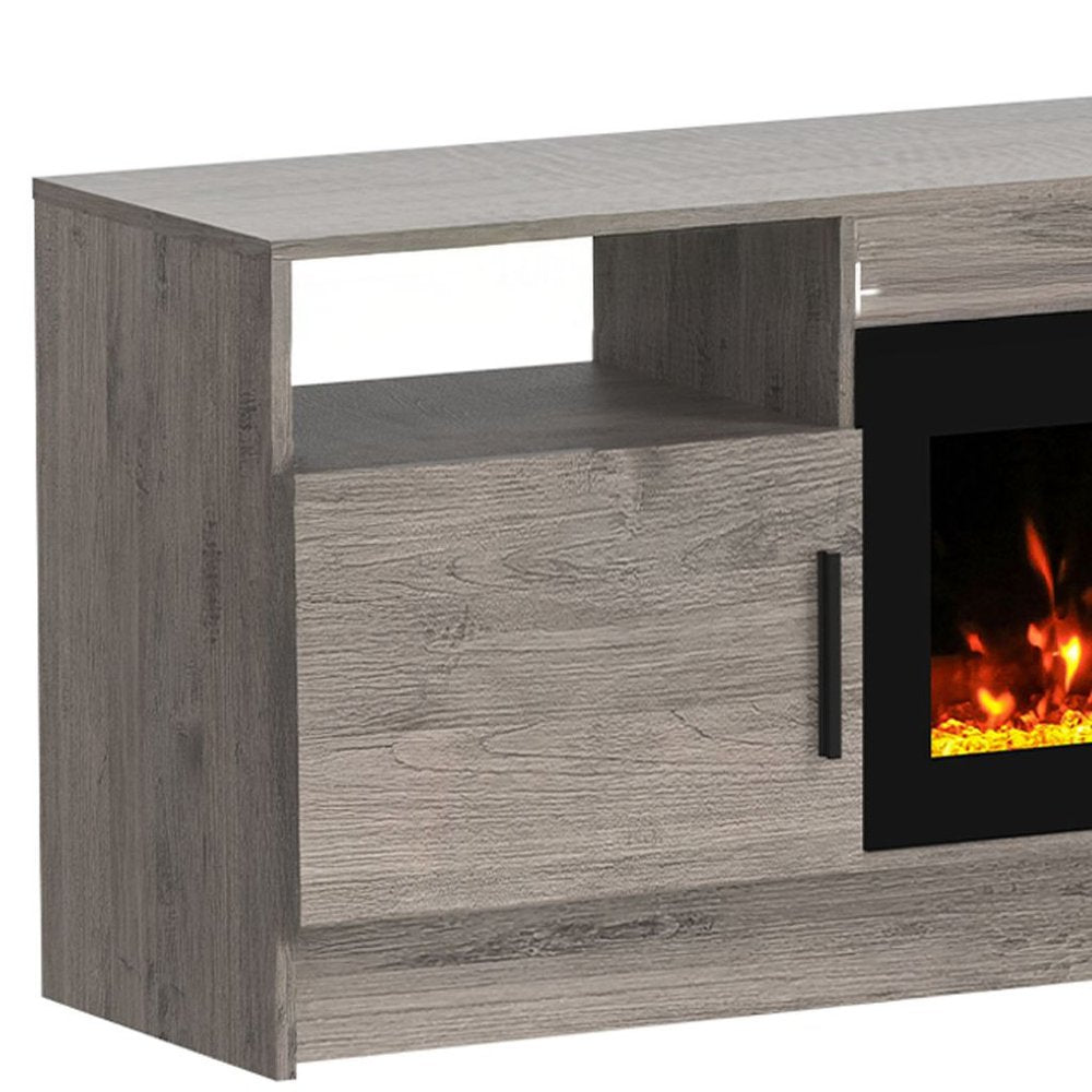 Gray Wood Fireplace Entertainment Center with Fireplace - 70-inch