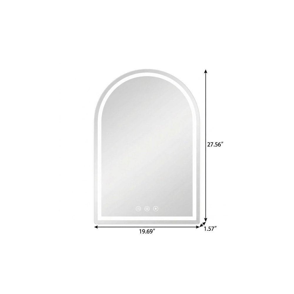 Arch Lighted Frameless Bathroom Vanity Mirror - 28-inch