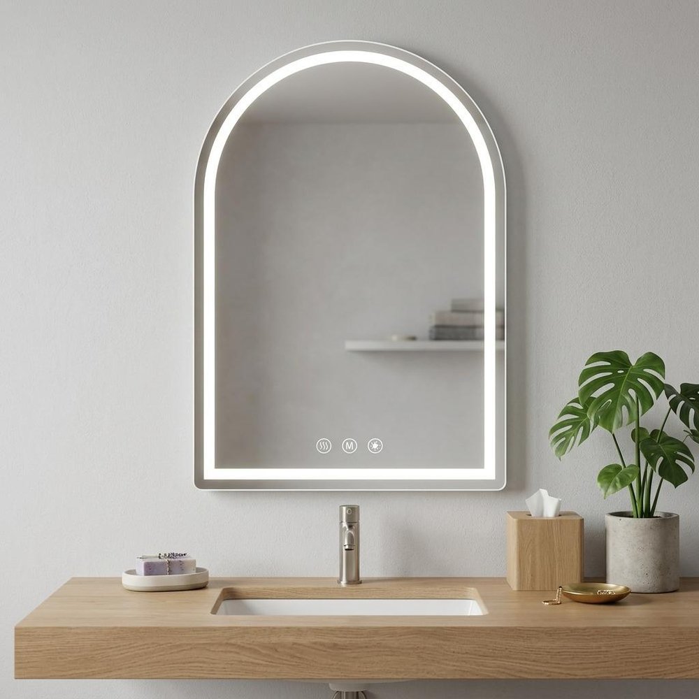 Arch Lighted Frameless Bathroom Vanity Mirror - 32-inch