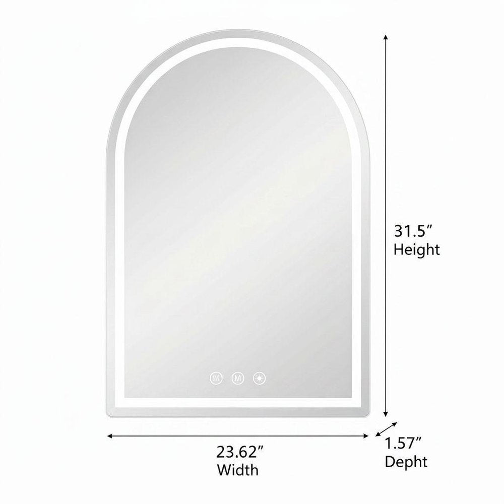 Arch Lighted Frameless Bathroom Vanity Mirror - 32-inch