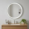 Round Lighted Frameless Anti Fog Bathroom Vanity Mirror - 35-inch