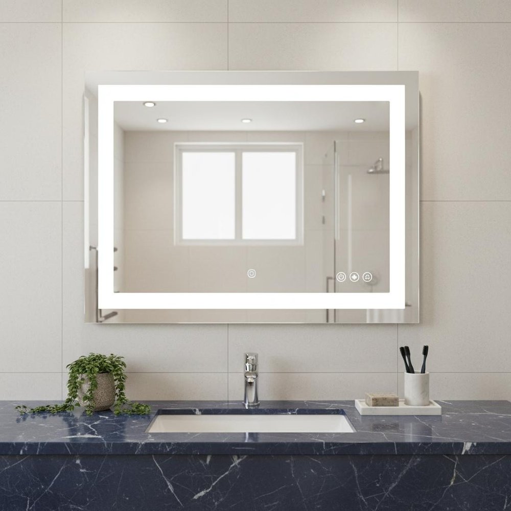 Lighted Frameless Anti Fog Bathroom Vanity Mirror - 20-inch