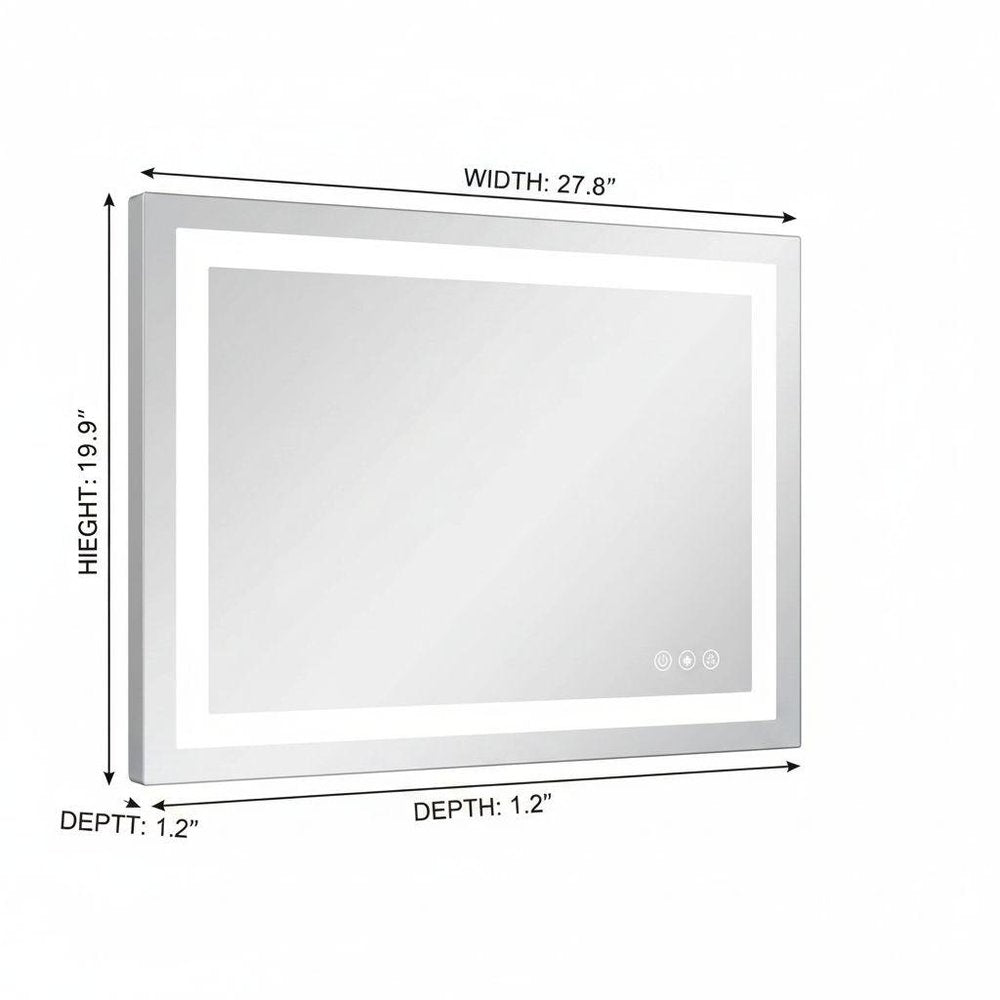 Lighted Frameless Anti Fog Bathroom Vanity Mirror - 20-inch
