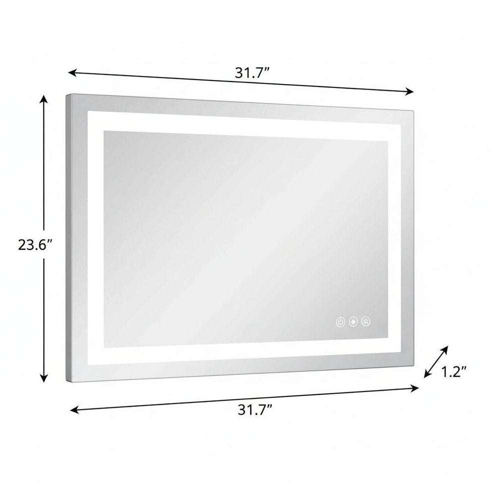 Lighted Frameless Anti Fog Bathroom Vanity Mirror - 24-inch