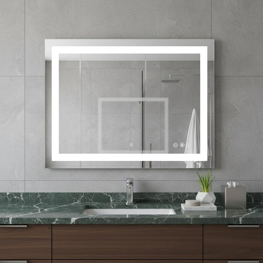 Lighted Frameless Anti Fog Bathroom Vanity Mirror - 24-inch