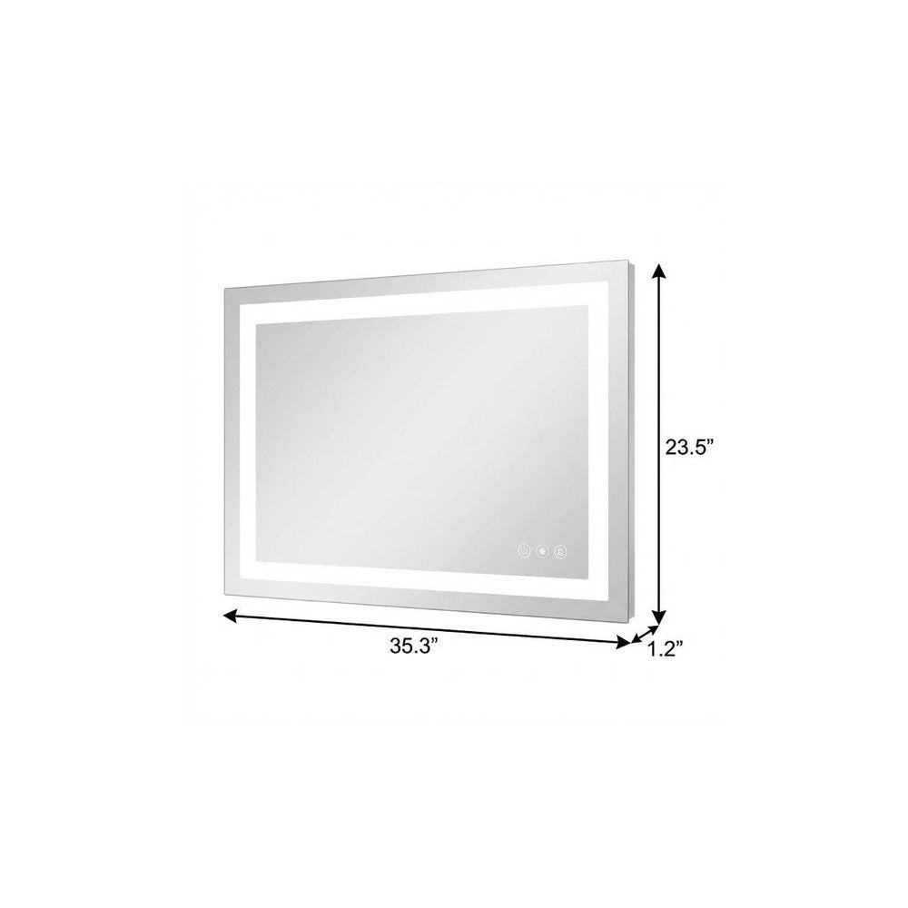 Lighted Frameless Anti Fog Bathroom Vanity Mirror - 24-inch