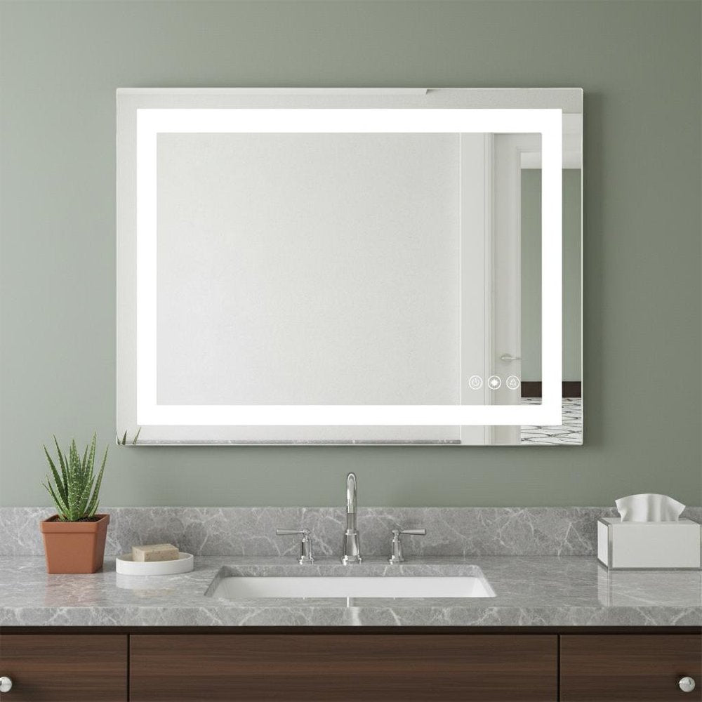 Lighted Frameless Anti Fog Bathroom Vanity Mirror - 24-inch