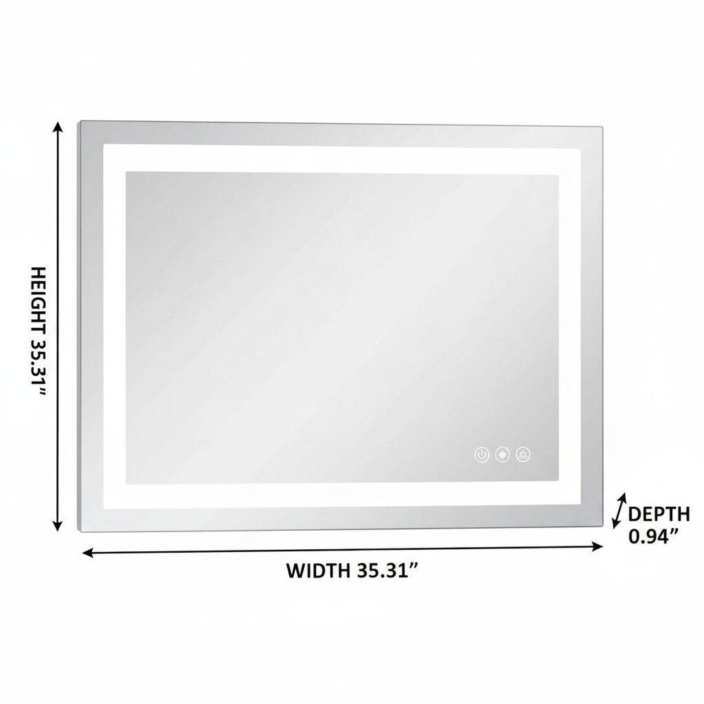 Lighted Frameless Bathroom Vanity Mirror - 35-inch
