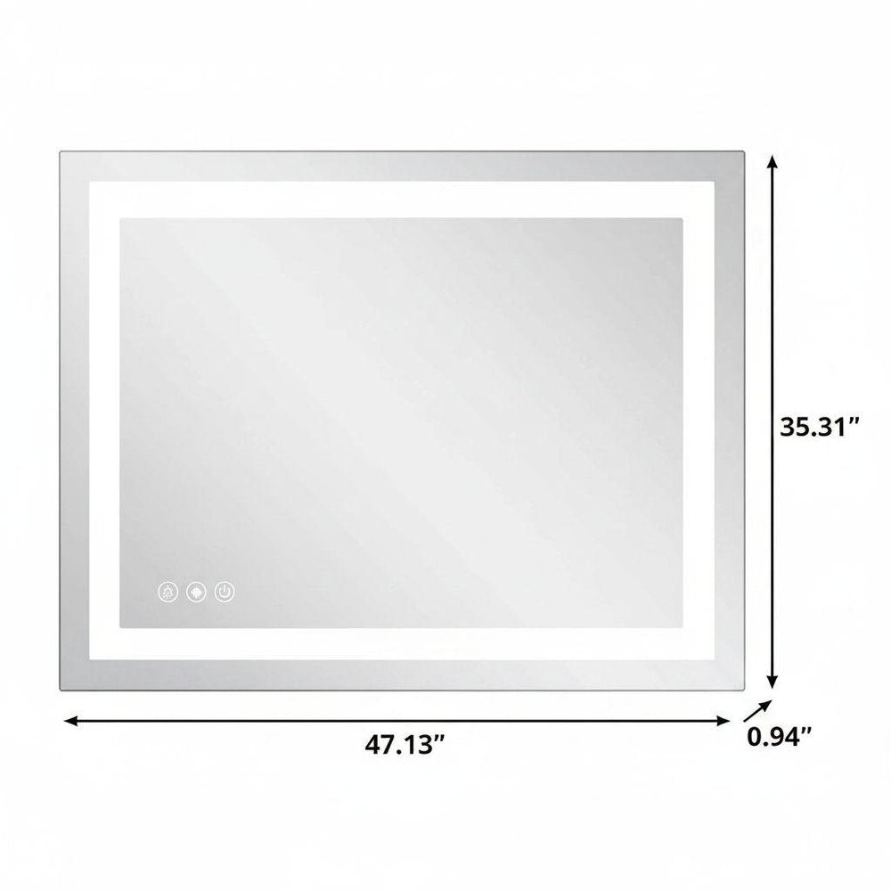 Lighted Frameless Bathroom Vanity Mirror - 35-inch