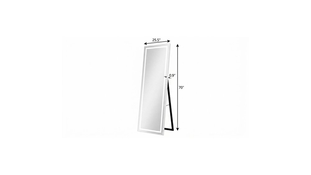 Silver Lighted Freestanding and Wall Mounted Framed Full Length Mirror - 70-inch
