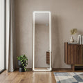 Silver Lighted Wall Mounted and Freestanding Framed Full Length Mirror - 64-inch