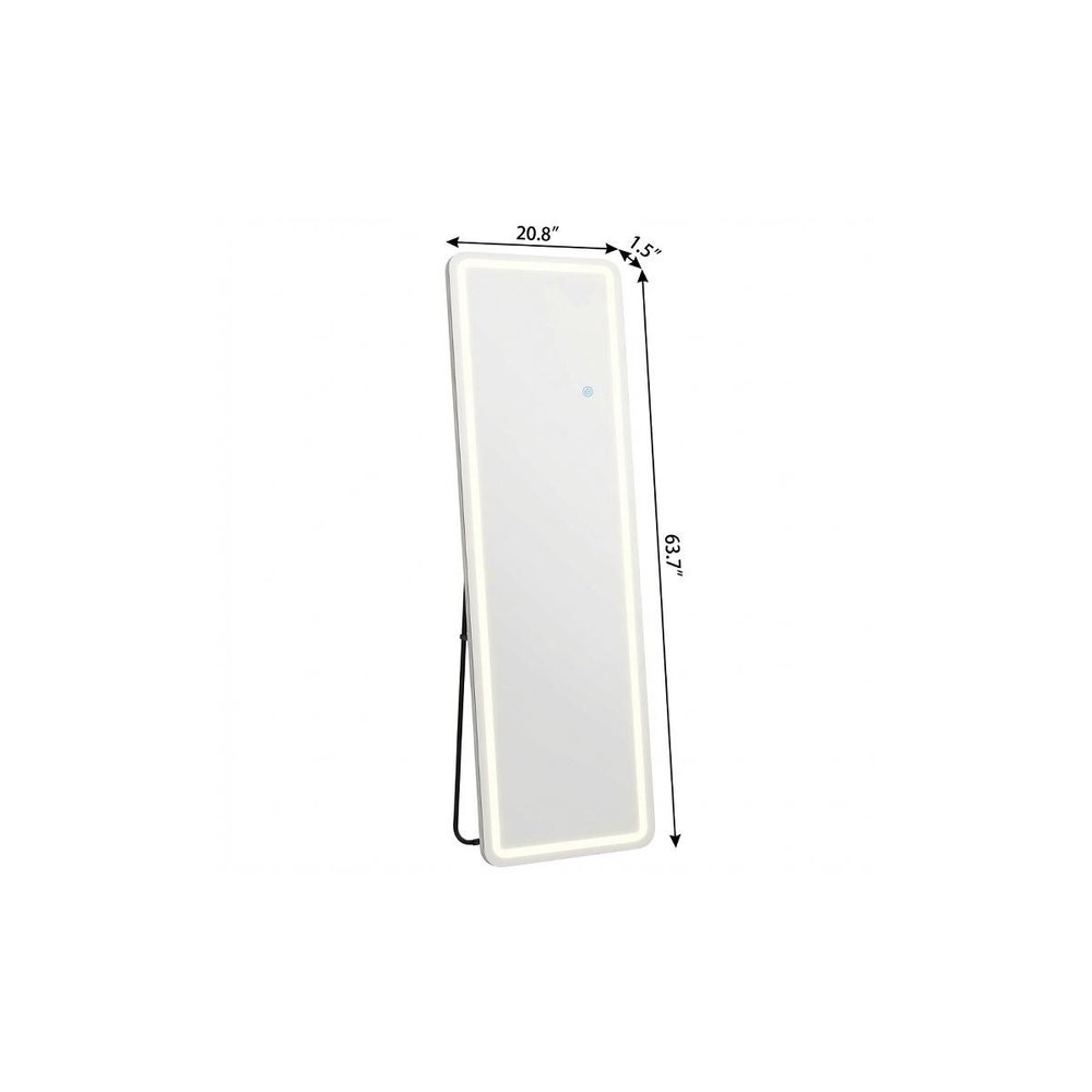 Clear Lighted Freestanding and Wall Mounted Framed Full Length Mirror - 64-inch